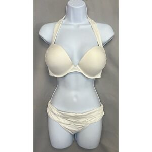 Victoria's Secret Vintage Bombshell push-up‎ bikini set in white. Sz M/ 36C